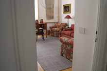 Load image into Gallery viewer, Staple Lines Rug - Blue and White