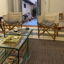 Load image into Gallery viewer, Staple Lines Rug - Blue and White