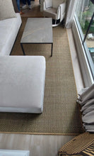 Load image into Gallery viewer, Staple Lines Rug - Natural and Dark Green