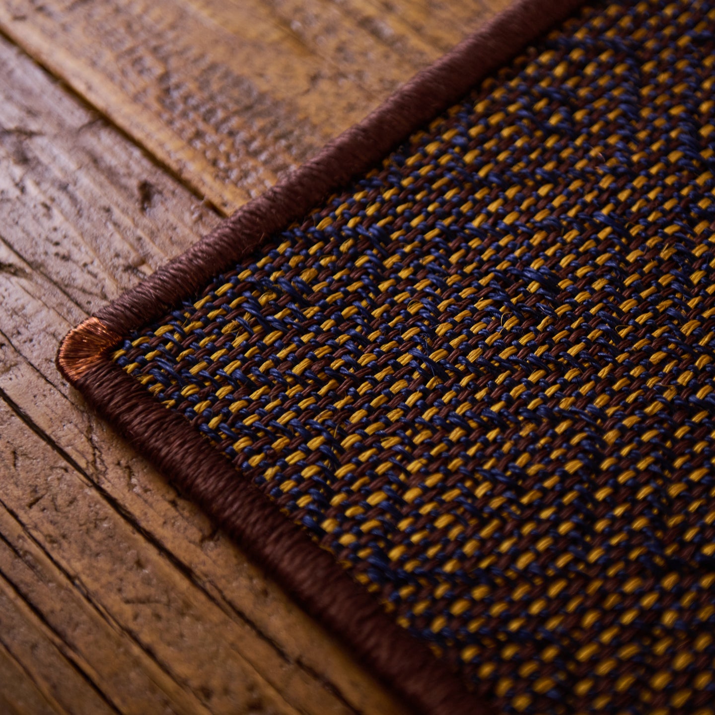 Adorabold - Placemats Set of Two - Red Brown, Blue, Mustard Yellow, Copper Corners