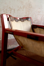Load image into Gallery viewer, Leather design Safari Red Chair 60s, Wood &amp; Linen
