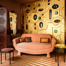 
                     
                       Load image into Gallery viewer, Soleil Rug - Dark Mustard, Antique Pink and Brass - Galerie Oasis x Tapistelar
                     
                   