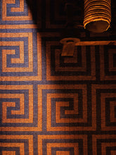 Load image into Gallery viewer, Labyrinthe Rug - Ocean Blue and Red Brown - Galerie Oasis Collection
