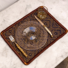 Load image into Gallery viewer, Adorabold - Placemats Set of Two - Red Brown, Blue, Mustard Yellow, Copper Corners
