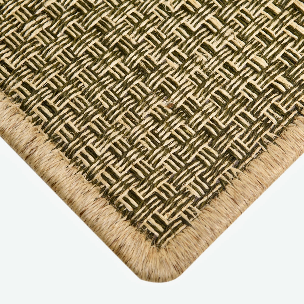 Staple Lines Rug - Natural and Dark Green