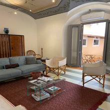 Load image into Gallery viewer, Handmade natural fiber rug in Rome livingroom with frescoes
